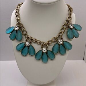 BR Banana Republic Turquoise Glass Teardrop Statement Necklace - Womens Jewelry
